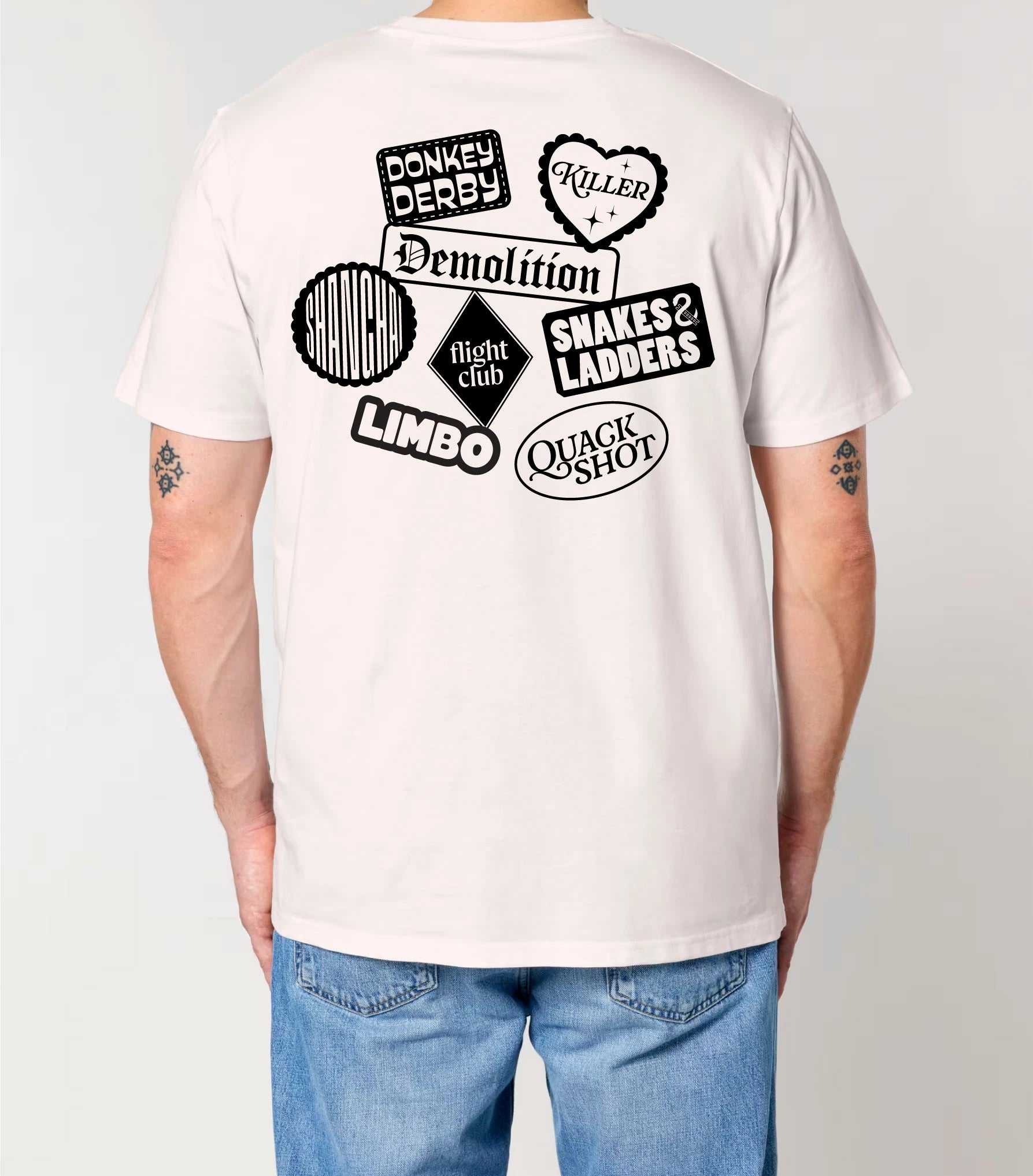 Vintage White Game Names Tee