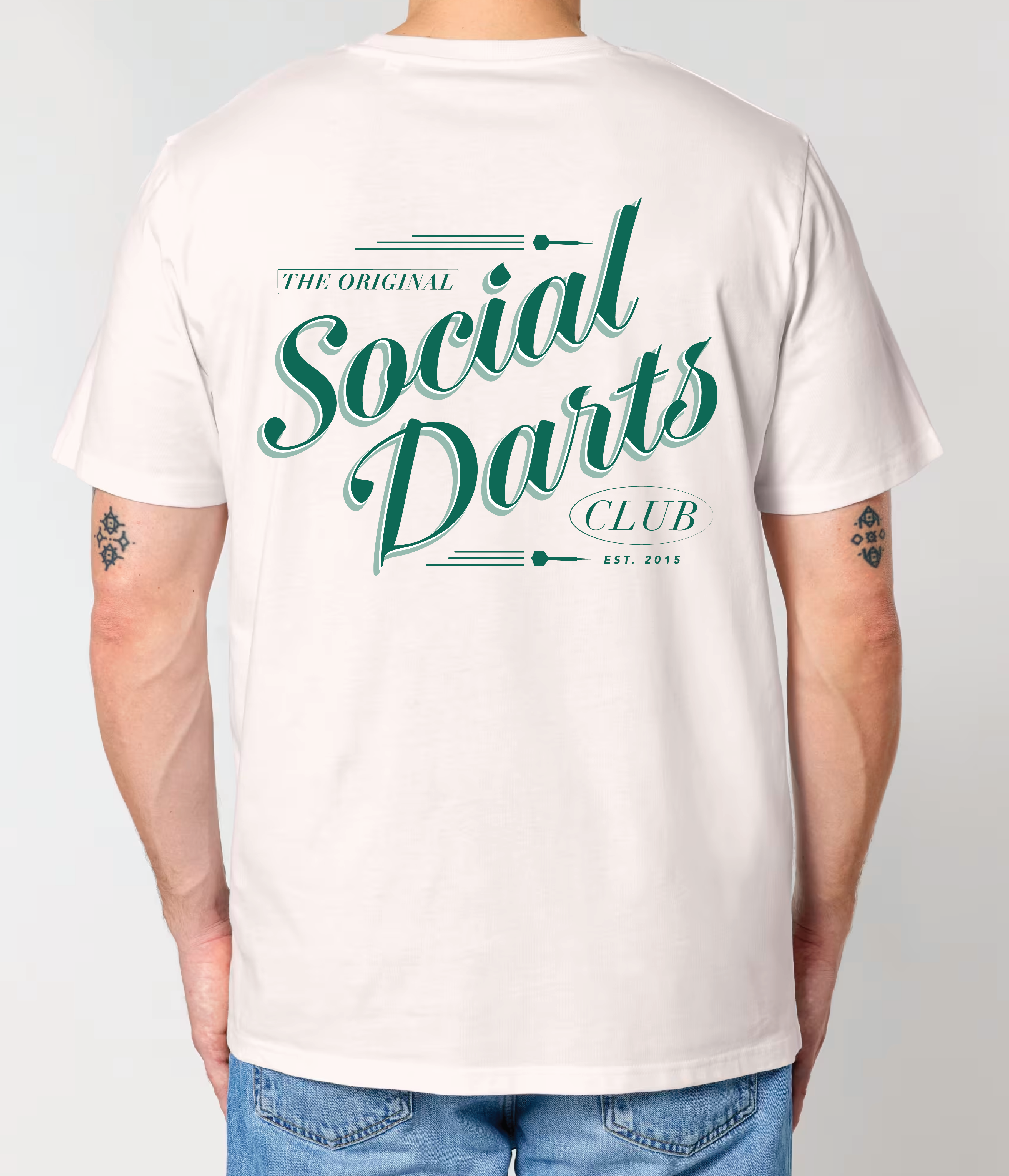 Vintage White Social Darts - Green Design Tee