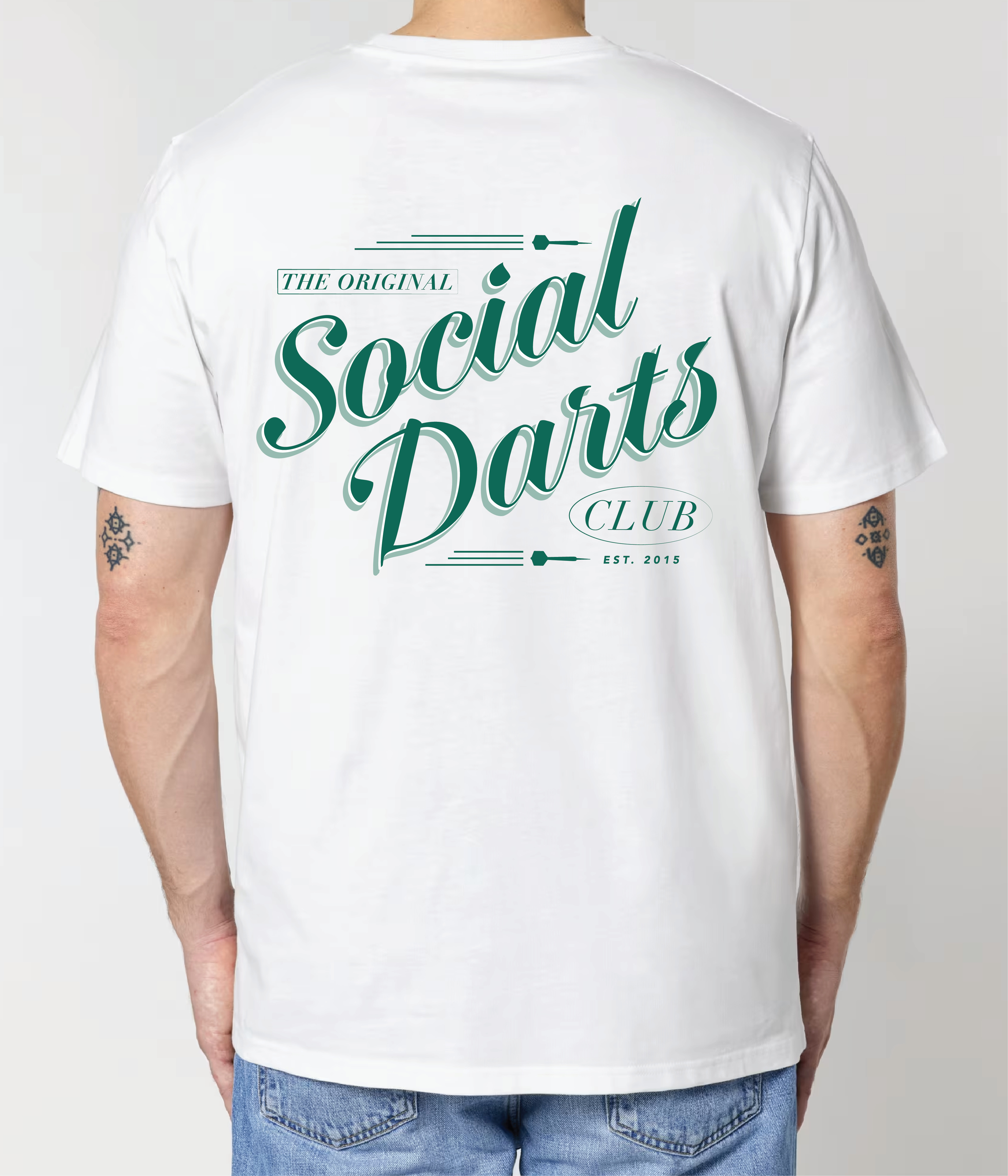 White Social Darts - Green Design Tee