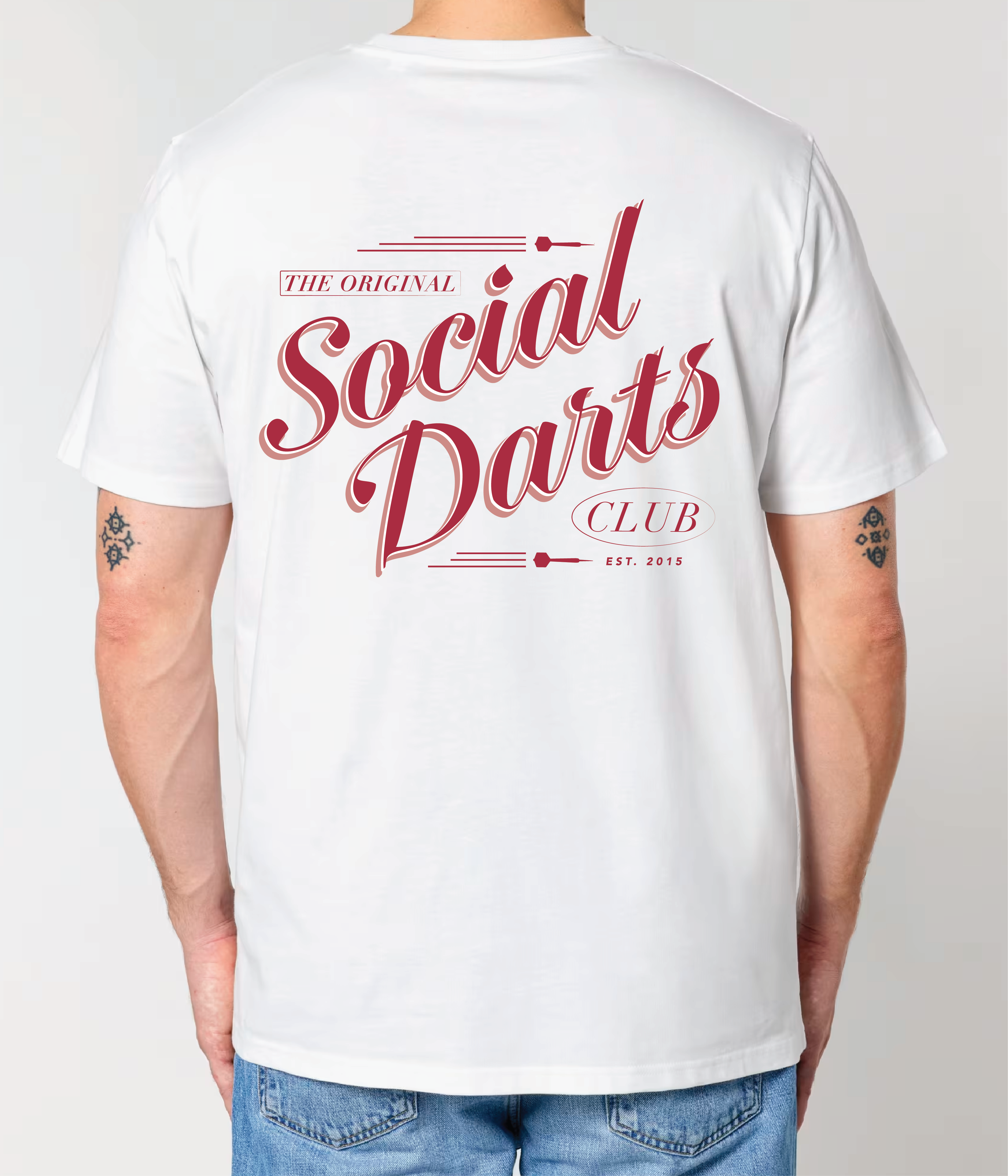 White Social Darts - Red Design Tee