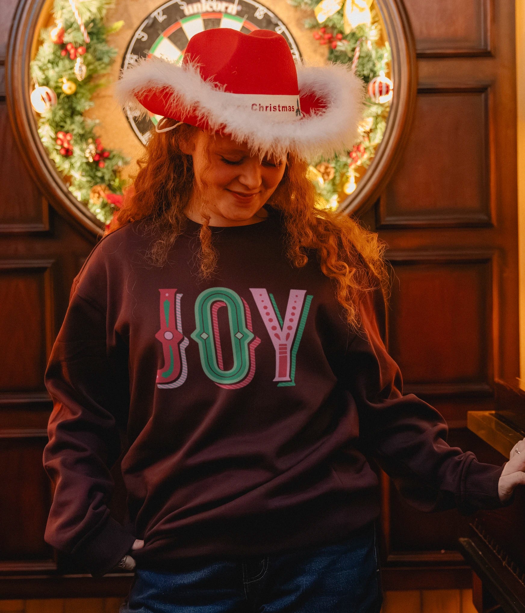Joy Christmas Jumper Burgundy