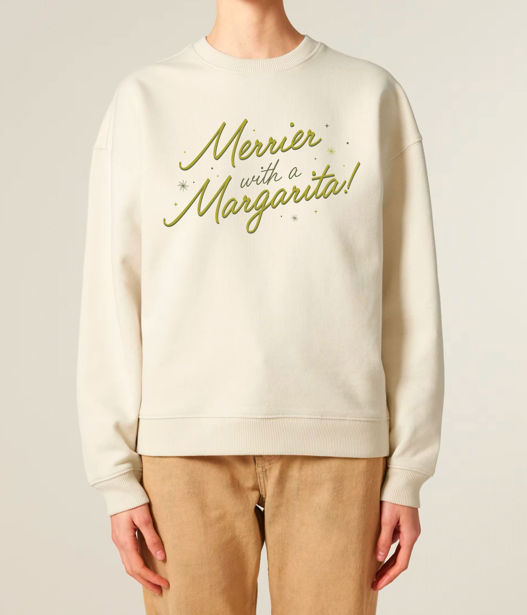 Merrier with a Margarita Typographic Christmas Jumper Natural Raw