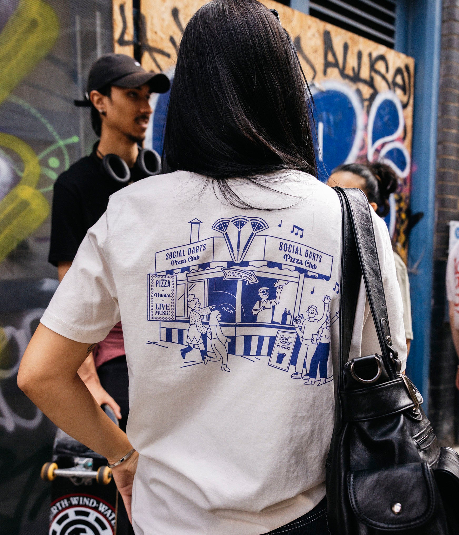 White Social Darts Pizza Club Tee