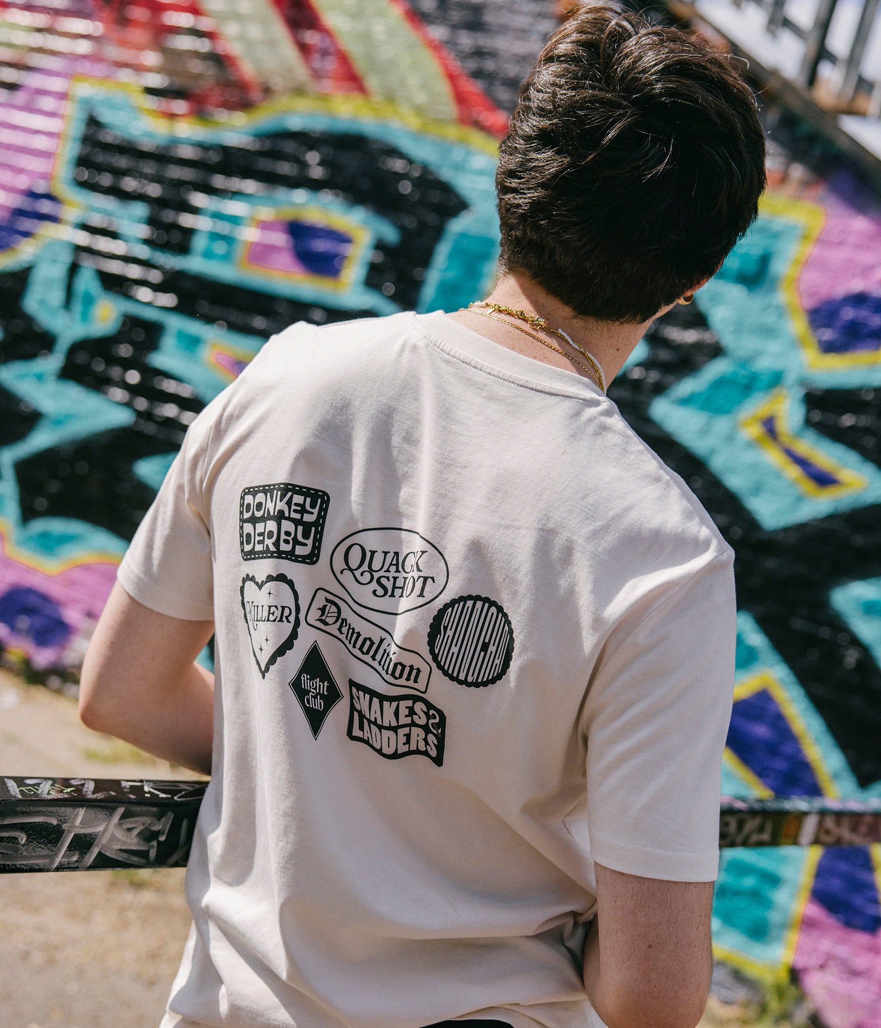 Vintage White Game Names Tee