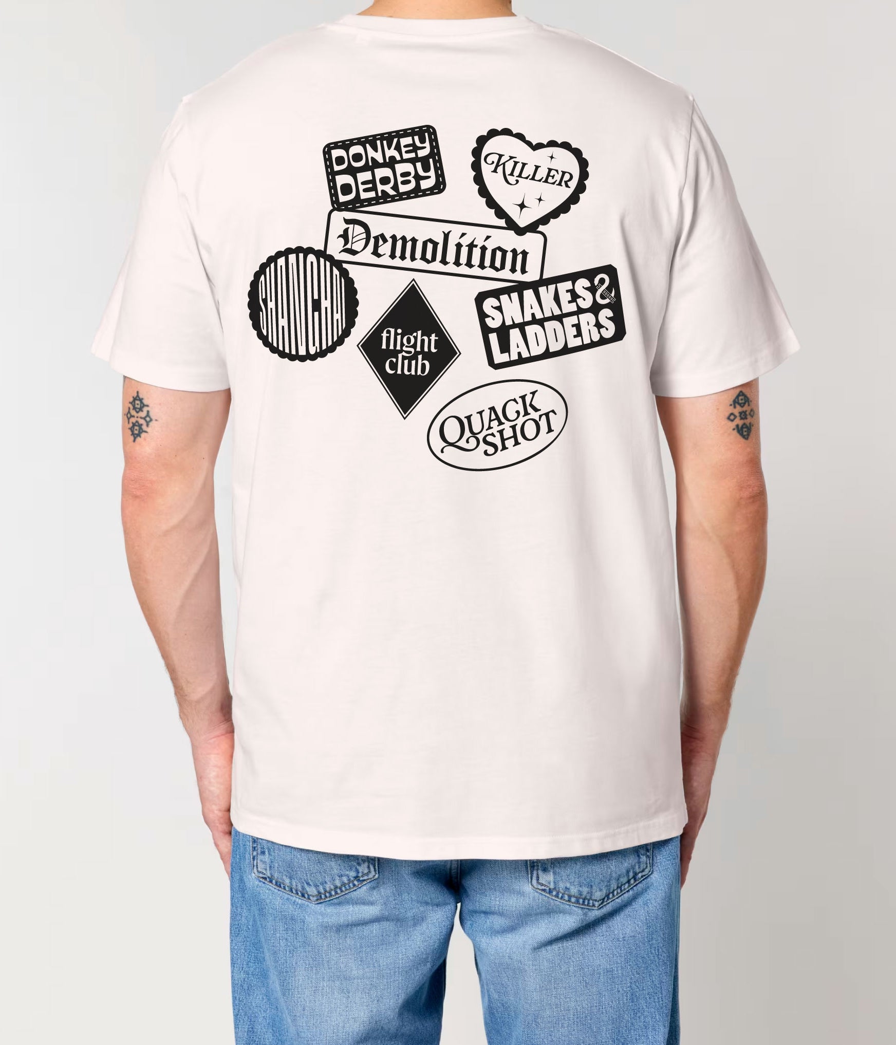 Vintage White Game Names Tee