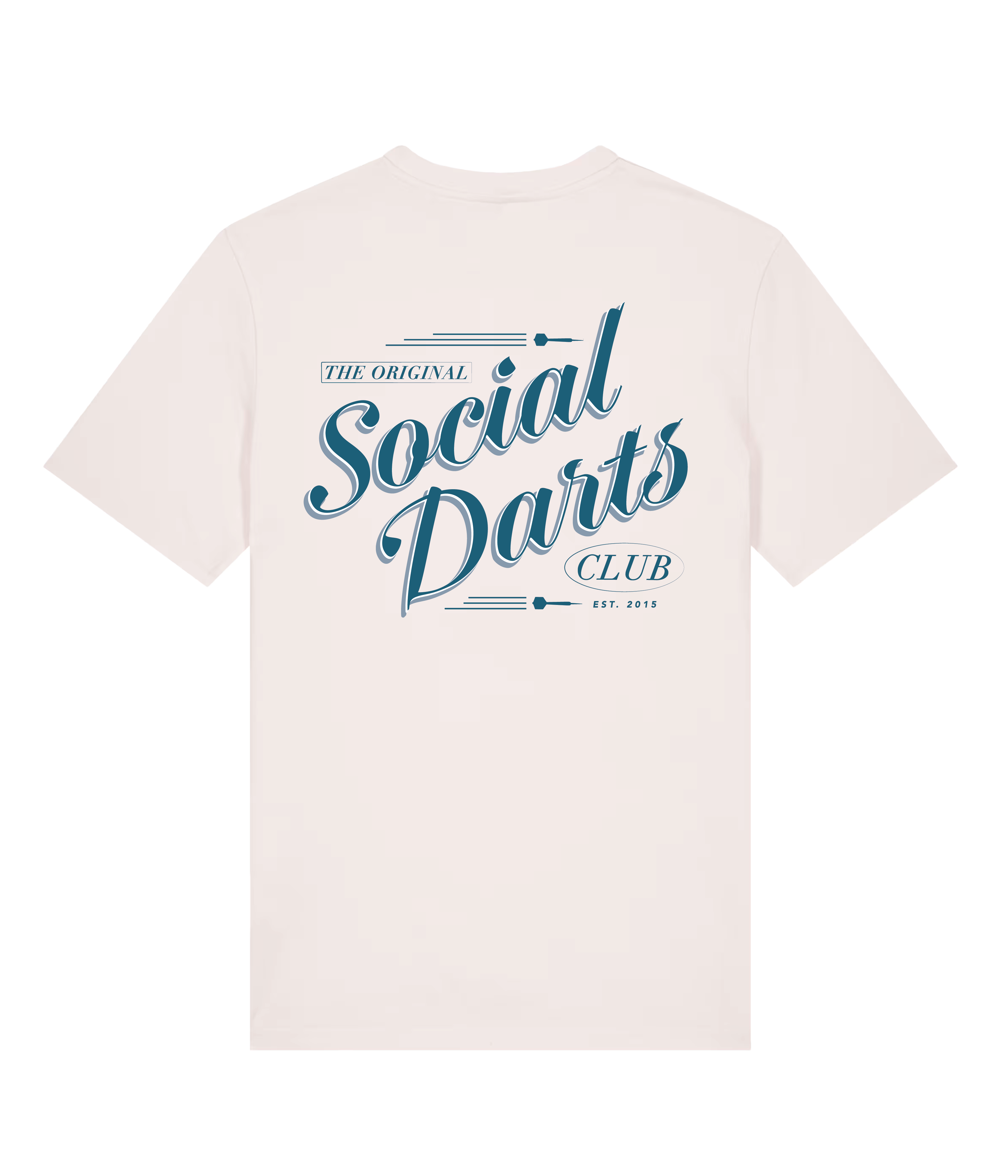 Vintage White Social Darts - Blue Design Tee
