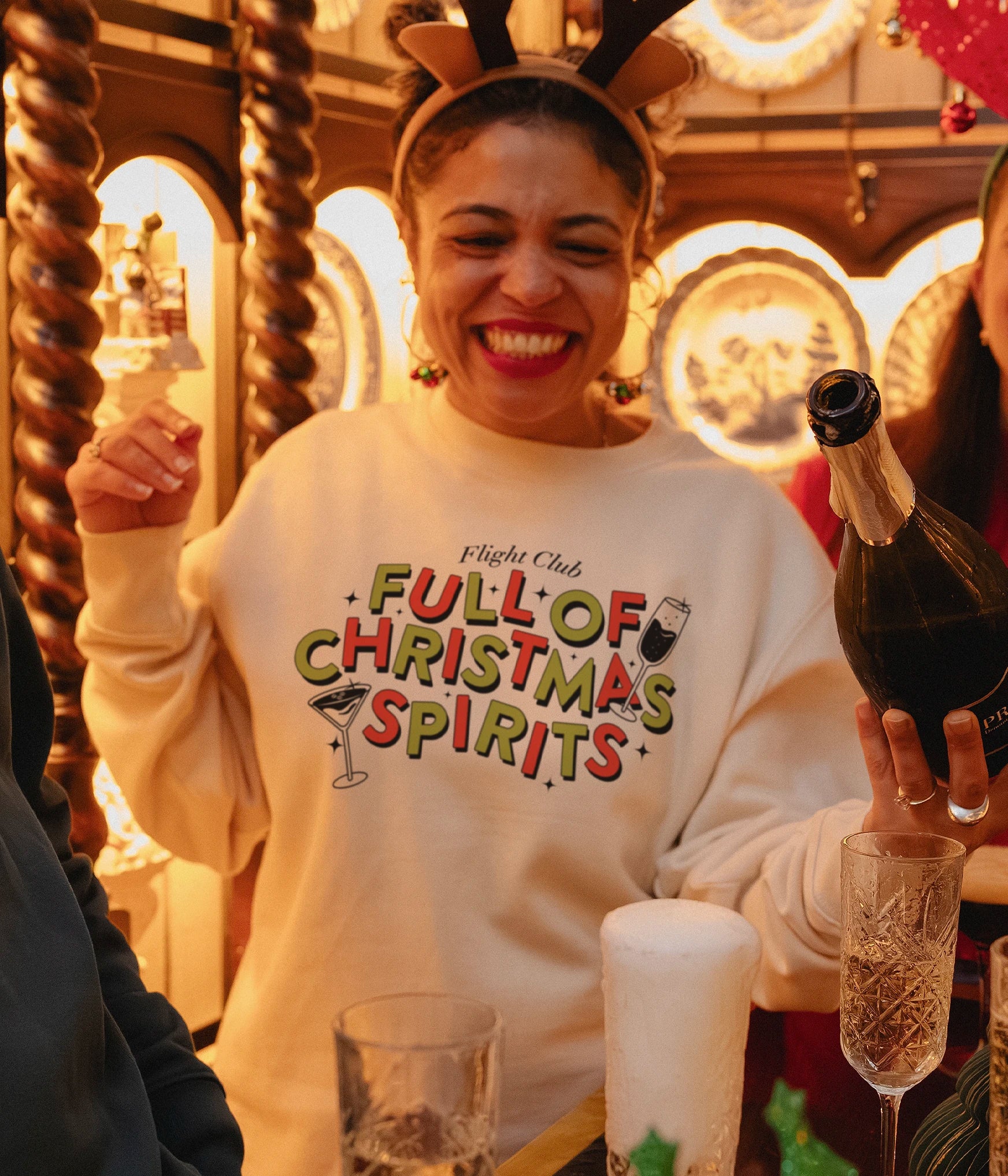 Full of Christmas Spirits Natural Raw Jumper