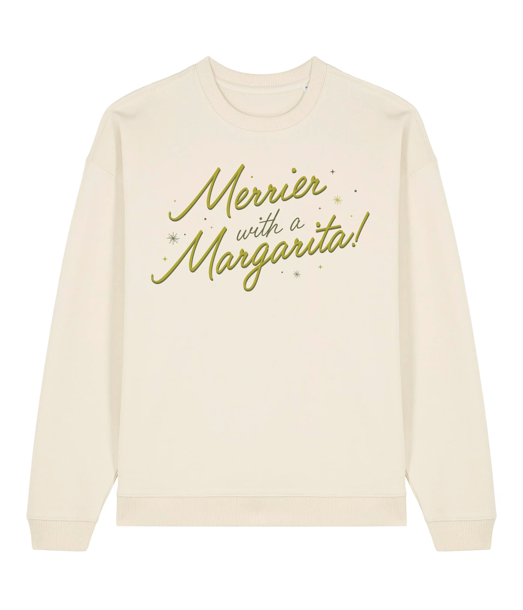 Merrier with a Margarita Typographic Christmas Jumper Natural Raw