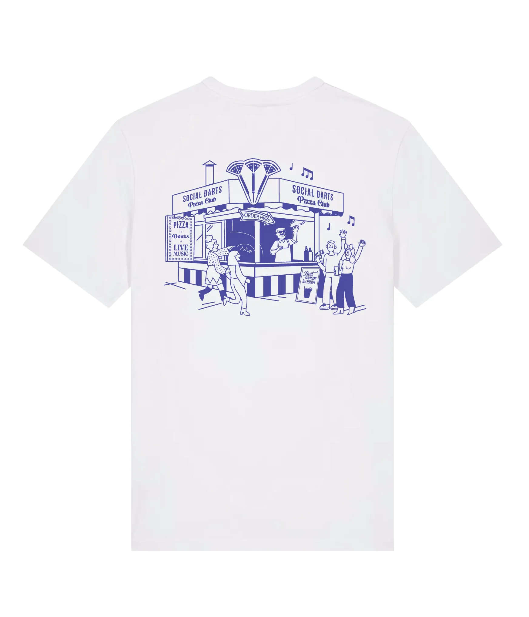 White Social Darts Pizza Club Tee