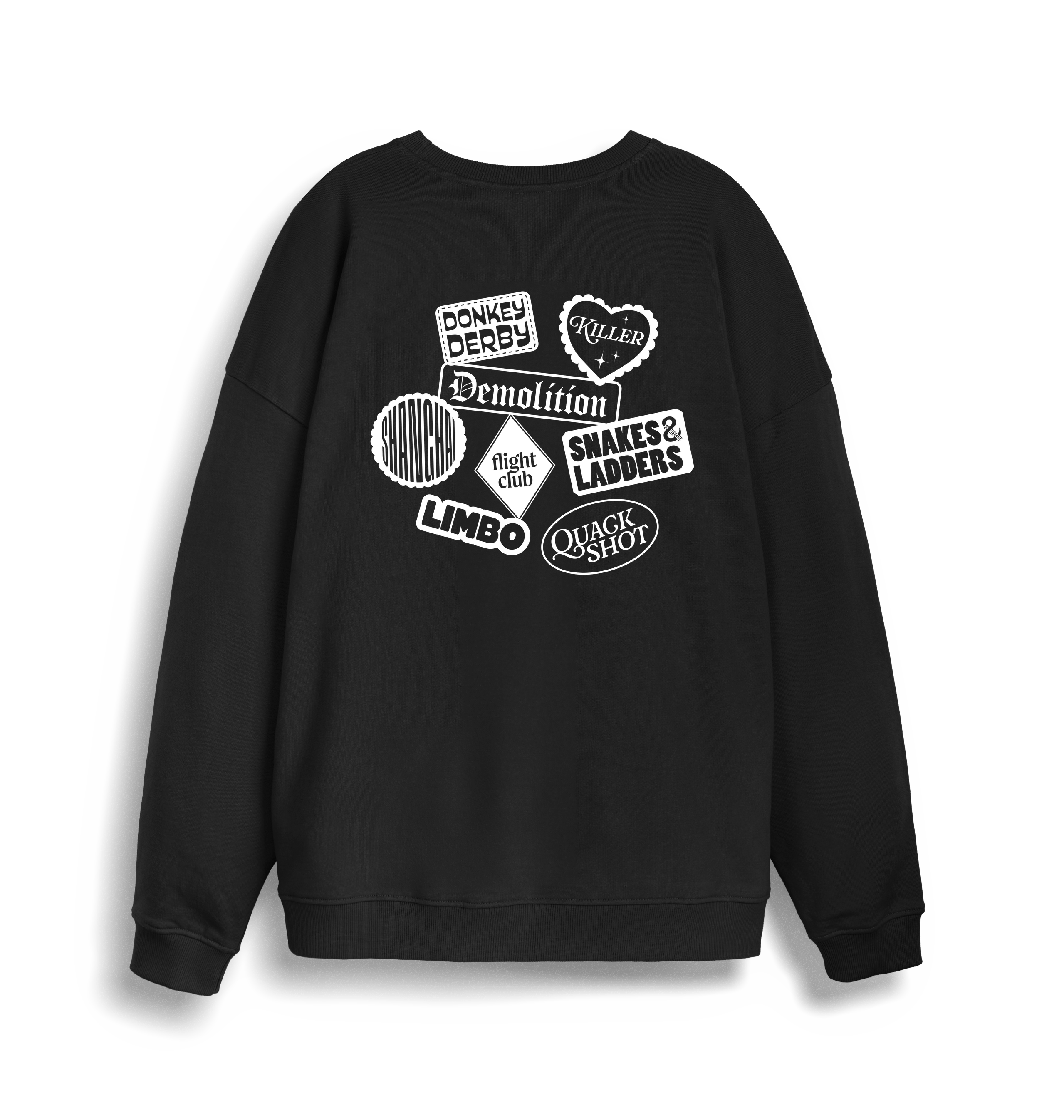 Black Printed Sweater Back